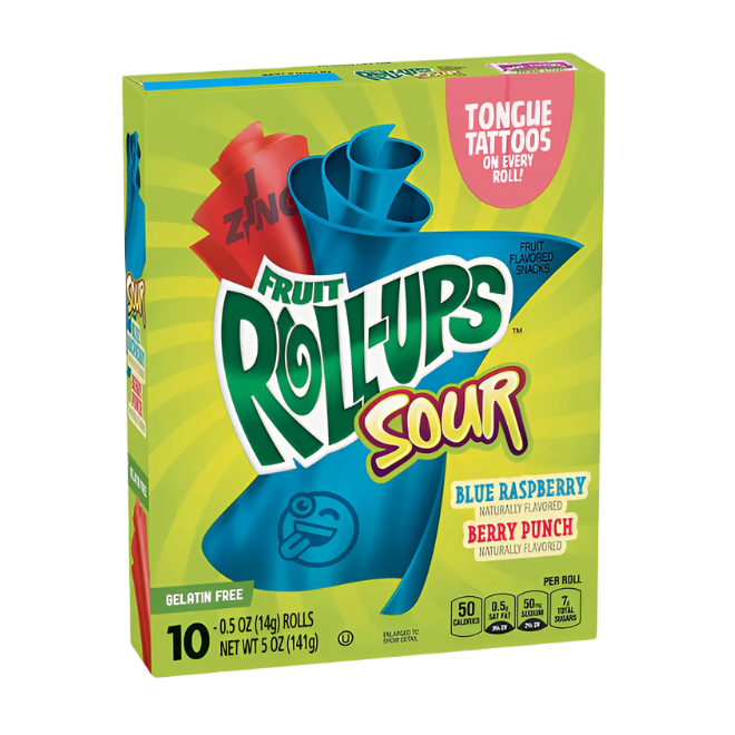 Fruit Roll-Ups Sour Blue Razzberry & Berry Punch 141g